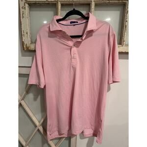 Stitch men’s size large pink & white golf polo shirt